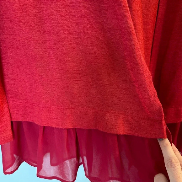 Umgee red holiday open front cardigan ruffles medium - Picture 4 of 6